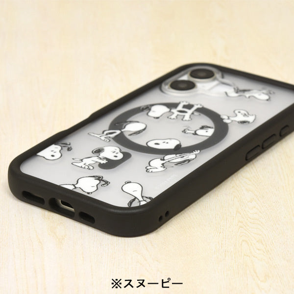 スヌーピー iPhone16 MagSafe 対応 プランプフレームケース