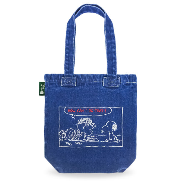 スヌーピー 刺繍デニムA4トートバッグ (SNOOPYお絵描き)