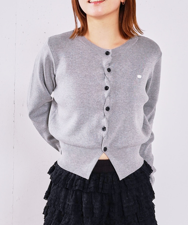 シェルプレートクロスボタンニットカーディガン(M IVORY): トップス