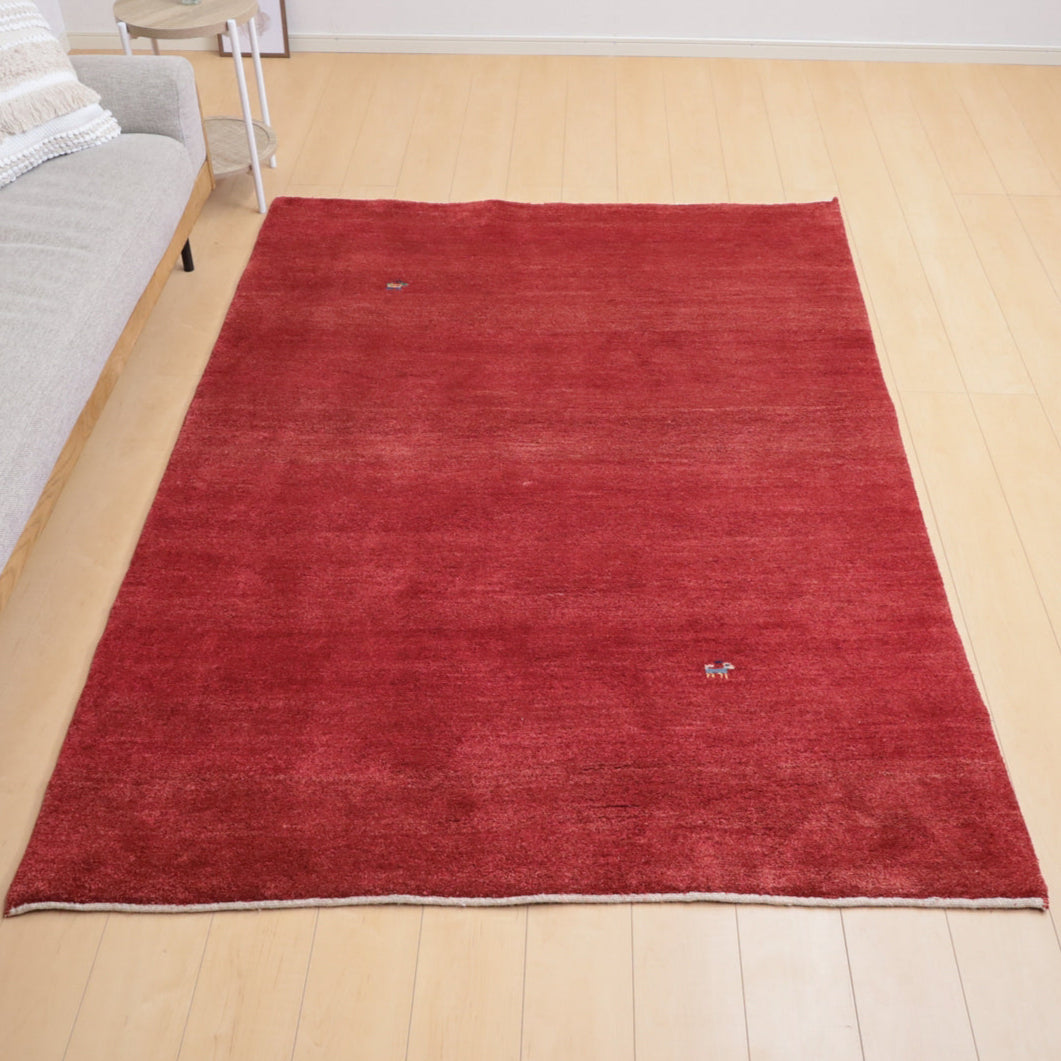 ゾランヴァリ,ギャッベ,210×152cm｜ペルシャ手織りラグ,無地レッド