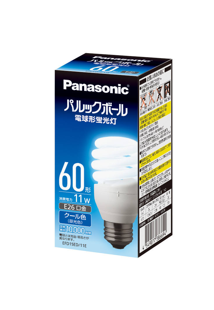 概要 パルックボール D15形 E26口金 クール色 EFD15ED11E | LED電球