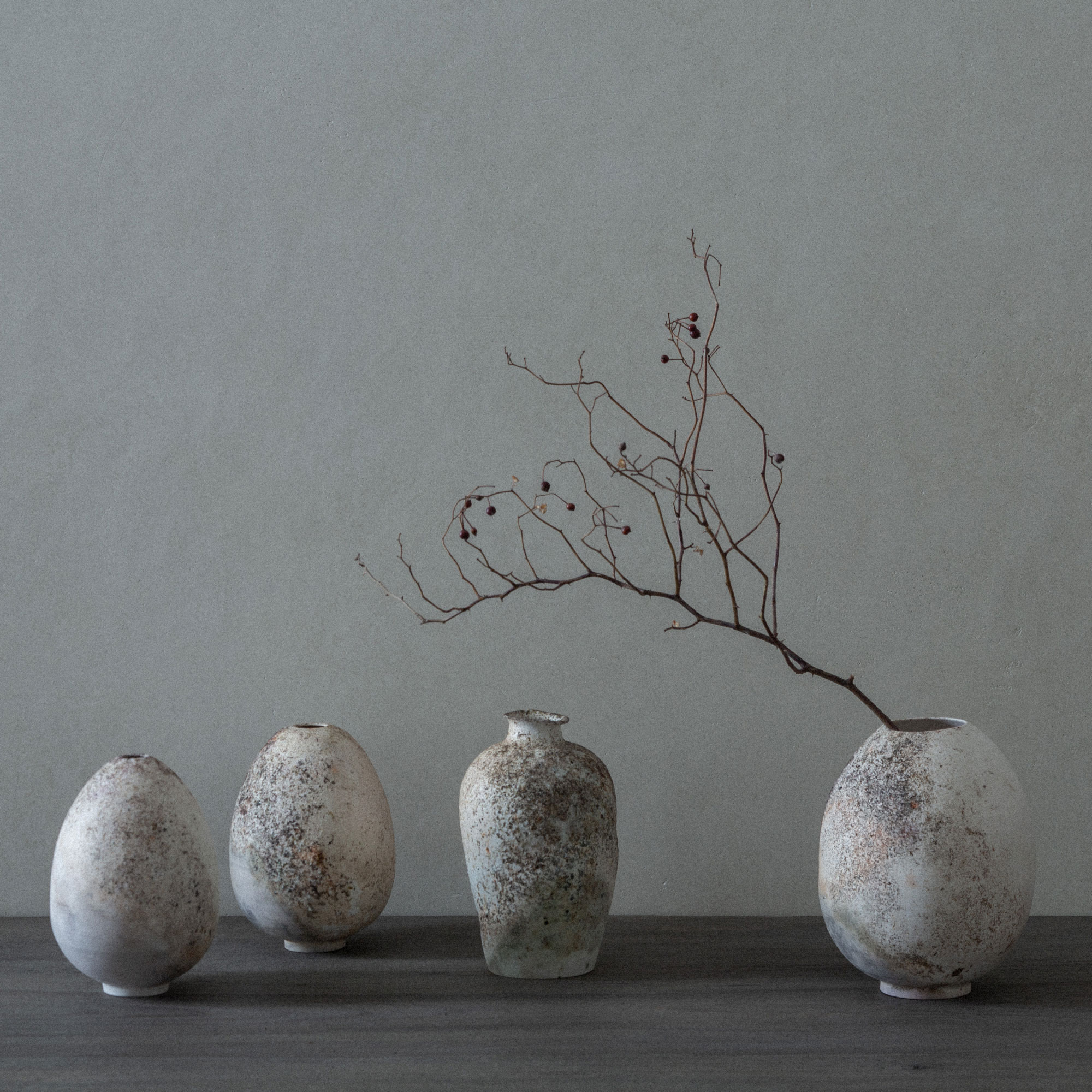 1483 冠音窯 松本幹治郎 創作白磁 雲層文 趣石 3客 未使用