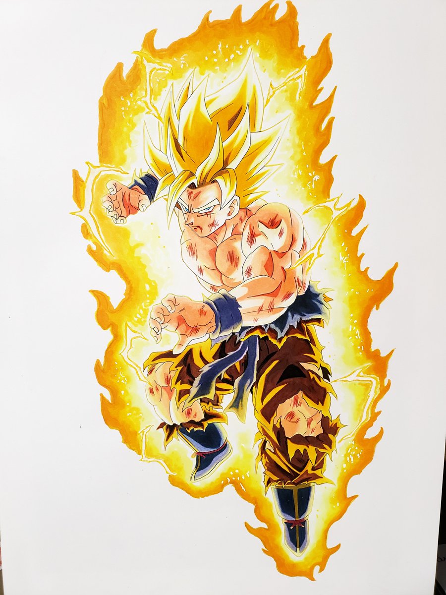 今年最後の絵です 超サイヤ人2フルパワー ナメック星編風 皆さんよいお
