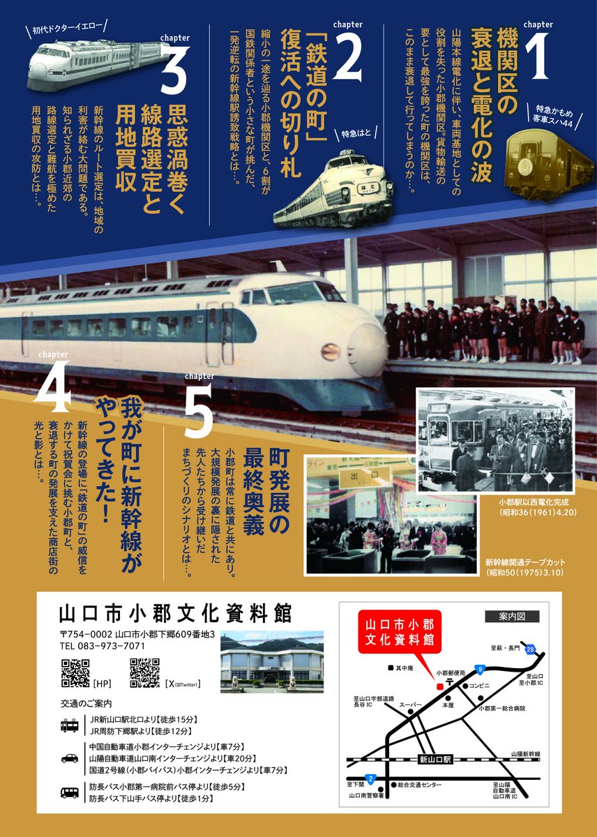 明日から 山口市誕生20周年記念「黒鐵から白鐵へ 新小郡鉄道物語」は7