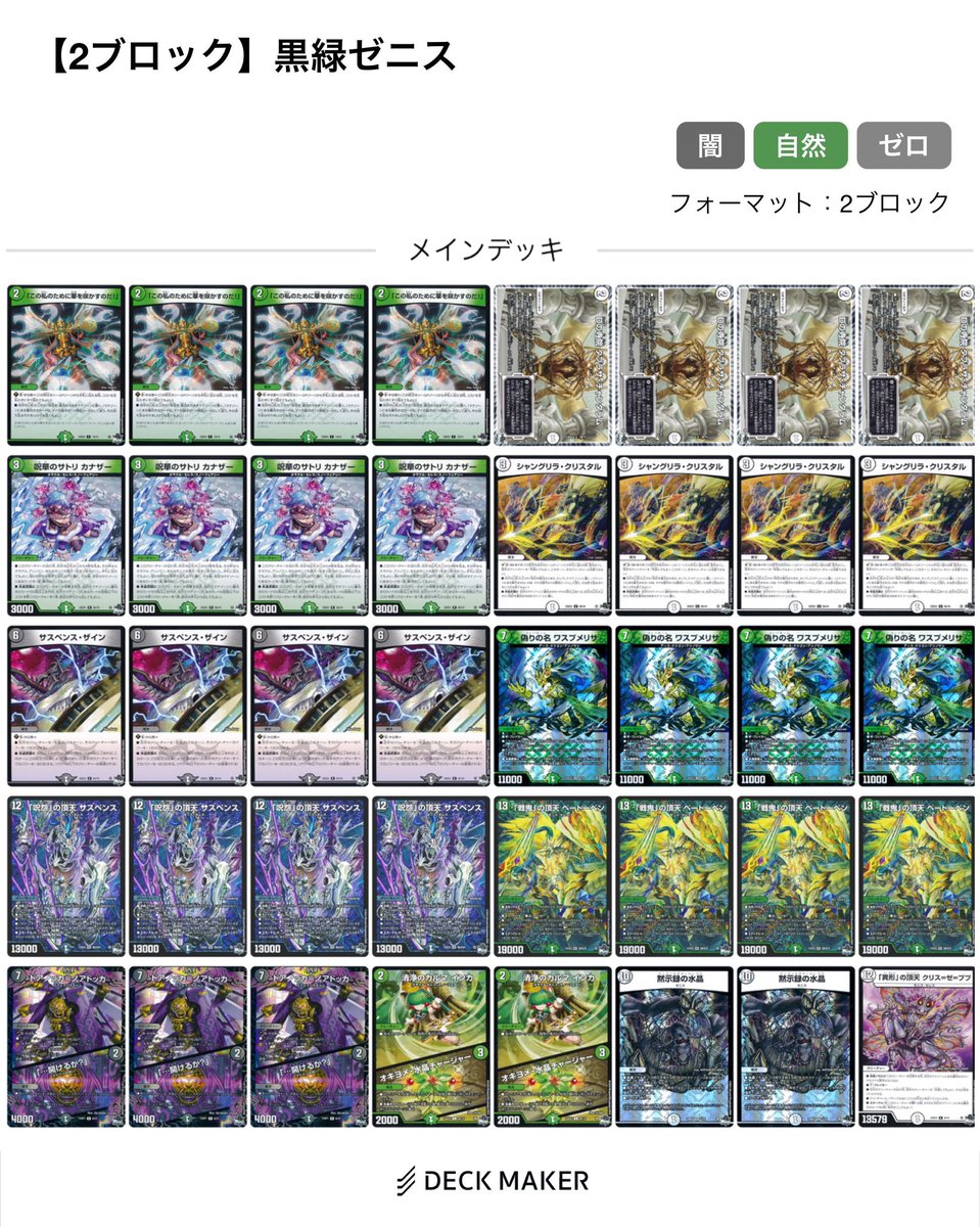 昨日の動画で紹介した『黒緑ゼニス』です。 動画内でデッキリストの