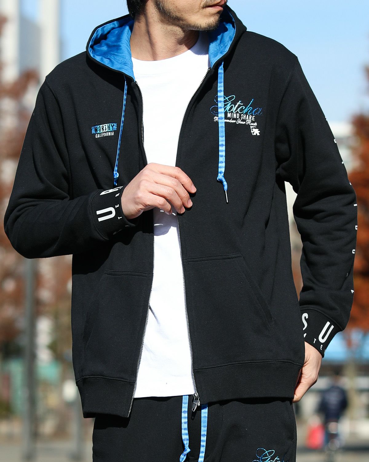 GOTCHA] ミニ裏毛 ブルー グラデ フルジップ パーカー | PEET ONLINE STORE