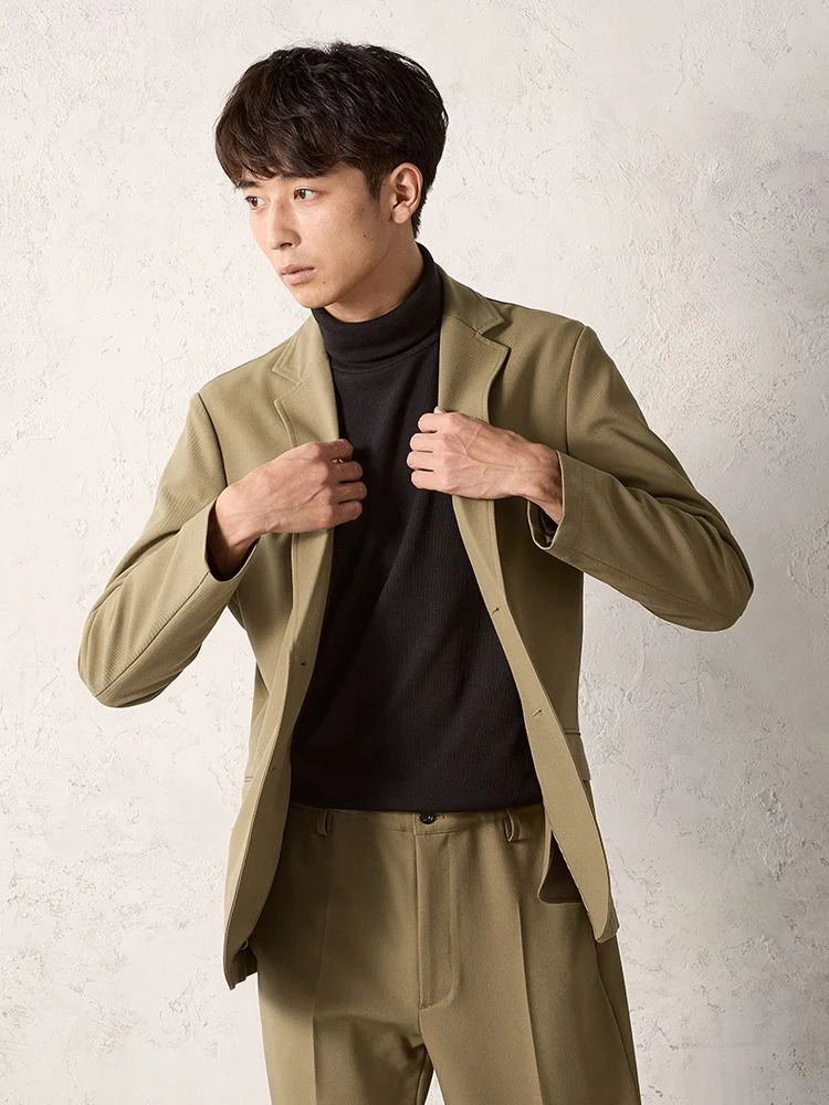 ベージュ TOKYO RUN カラーストレッチ セットアップジャケット