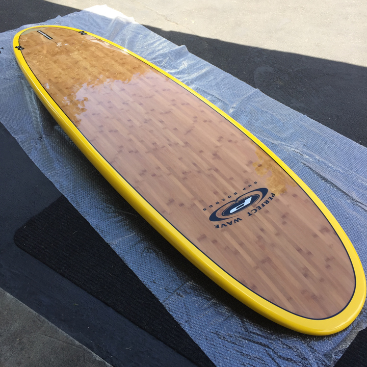 10′ 6″ PW Yellow Bamboo SUP – Perfect Wave