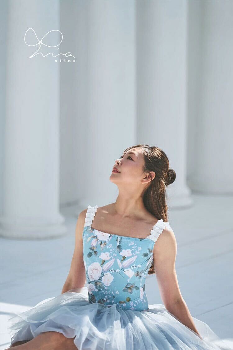 スティナ フラワープリント ネイビー ワンピースレオタード stina