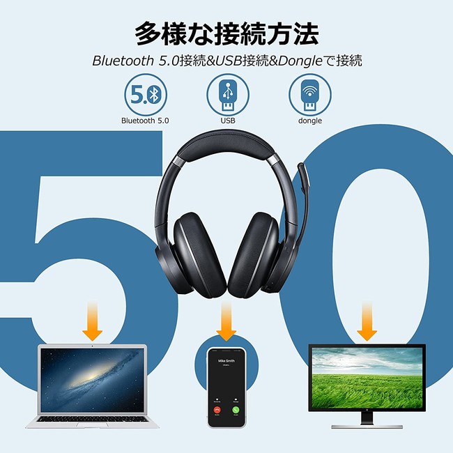 マイク付きワイヤレスヘッドセット『eMeet HS100』が新発売！最大40