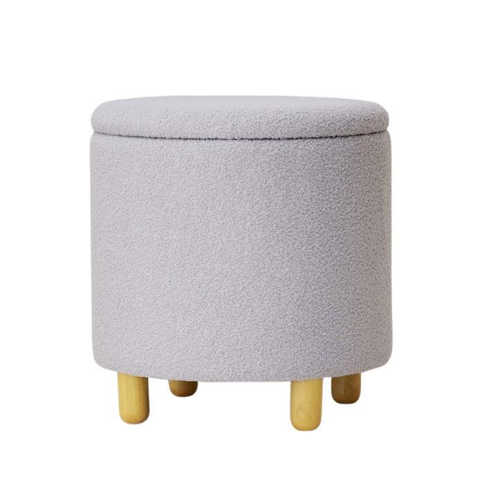WEB限定】 ASHEL ブークレ スツール 収納付き グレー(グレー): ソファ