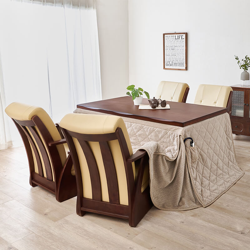 ダイニングこたつテーブル 高さ4段階調節可能 正方形 ハロゲンヒーター