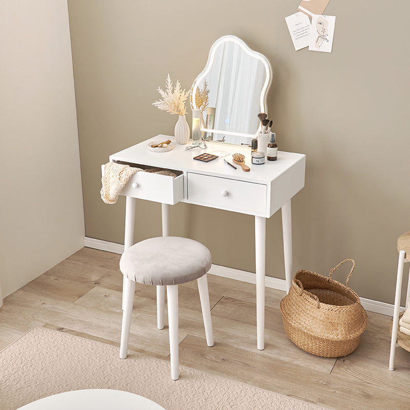 ウェーブミラードレッサー スツールセット 引き出し2杯 [幅75