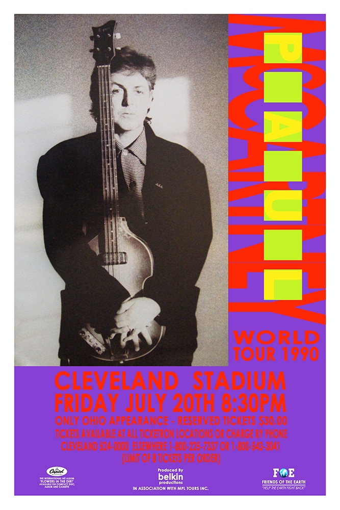 Paul McCartney 1990 Cleveland Concert Poster - Raw Sugar Art Studio