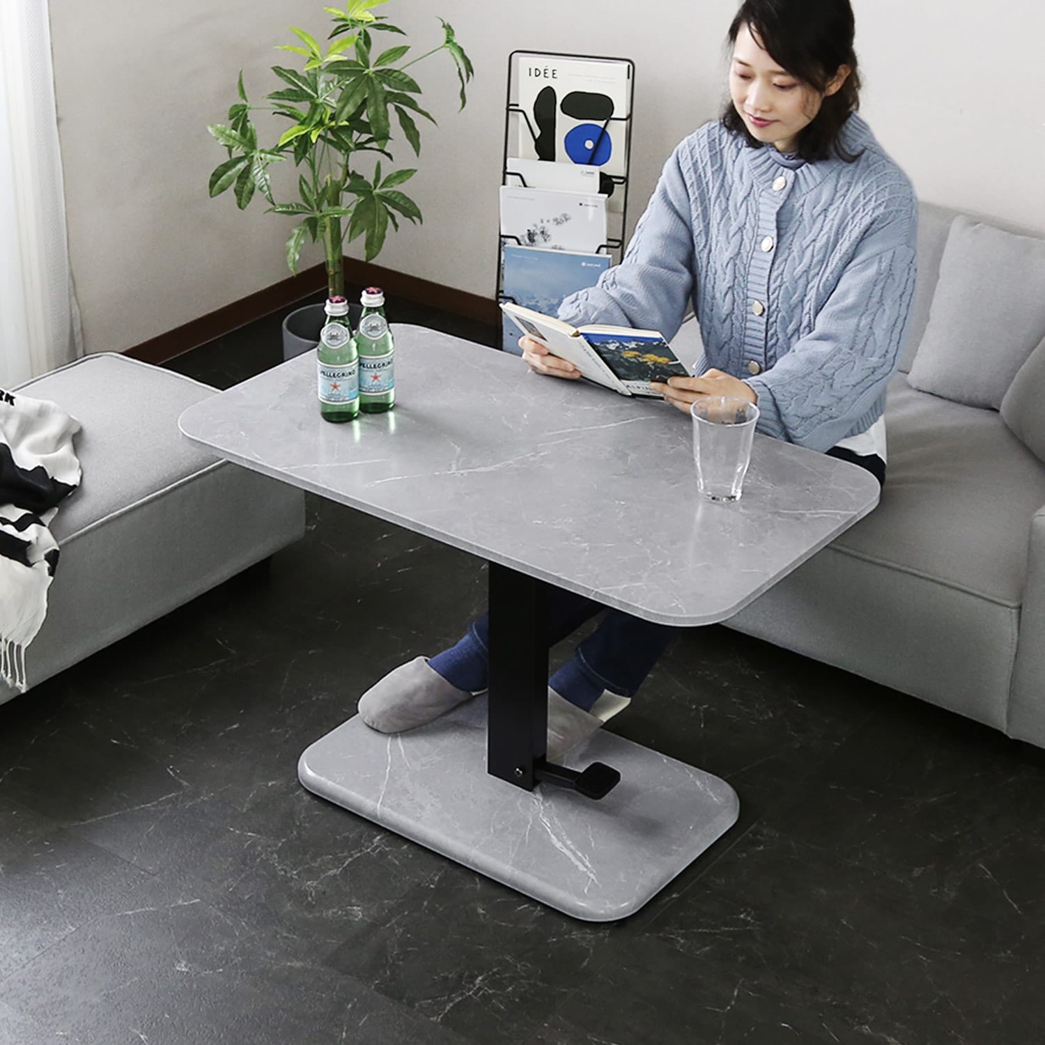 doris 【幅90】 昇降テーブル リフティングテーブル 無段階 ガス圧