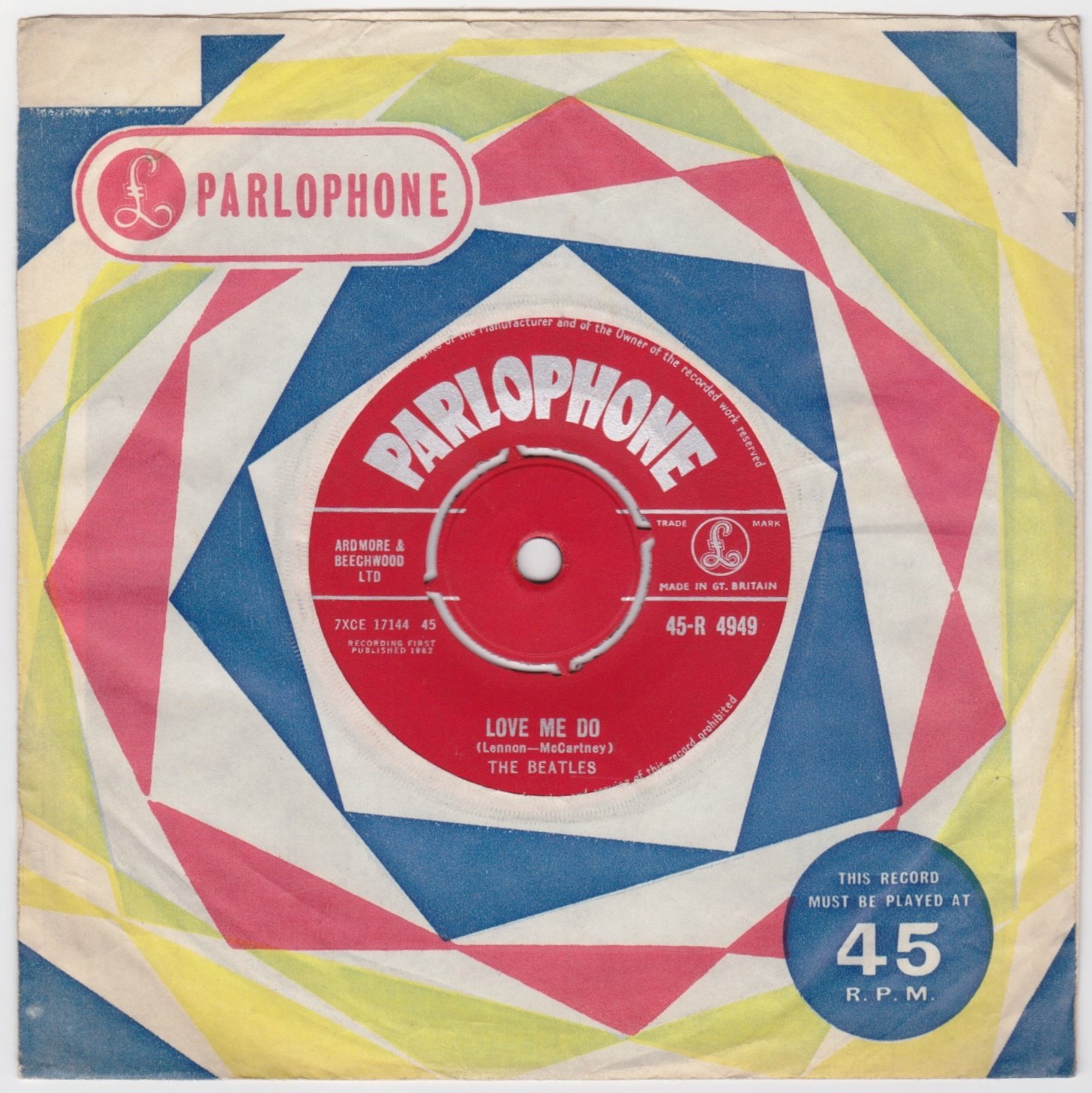 The Beatles – “Red Parlophone” 1st Pressing Debut Single “Love Me