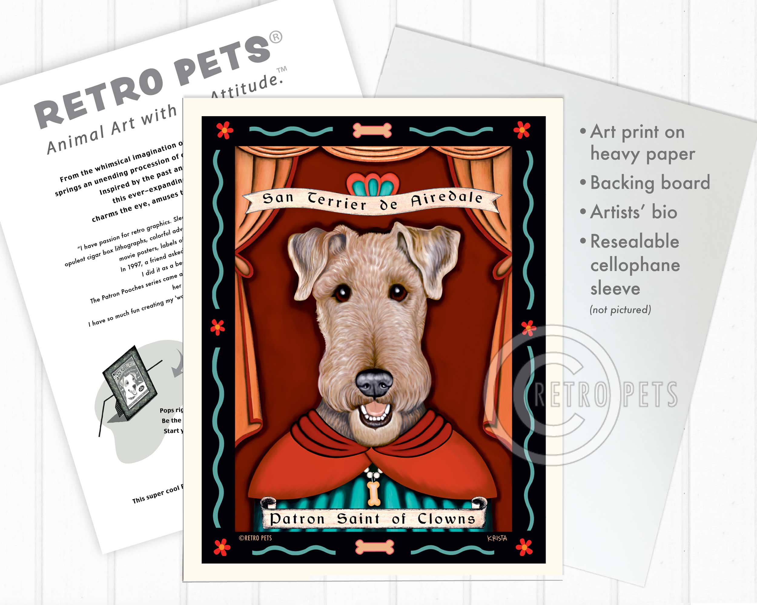 Patron Saint of Clown Spets | Terrier Dog Breeders | Retro Pets Art