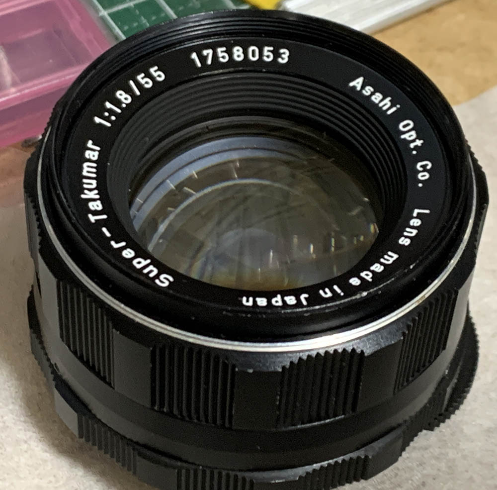 清掃済・前期型Super-Takumar 55⁄1.8 黄変無フィルター付 希少銘玉