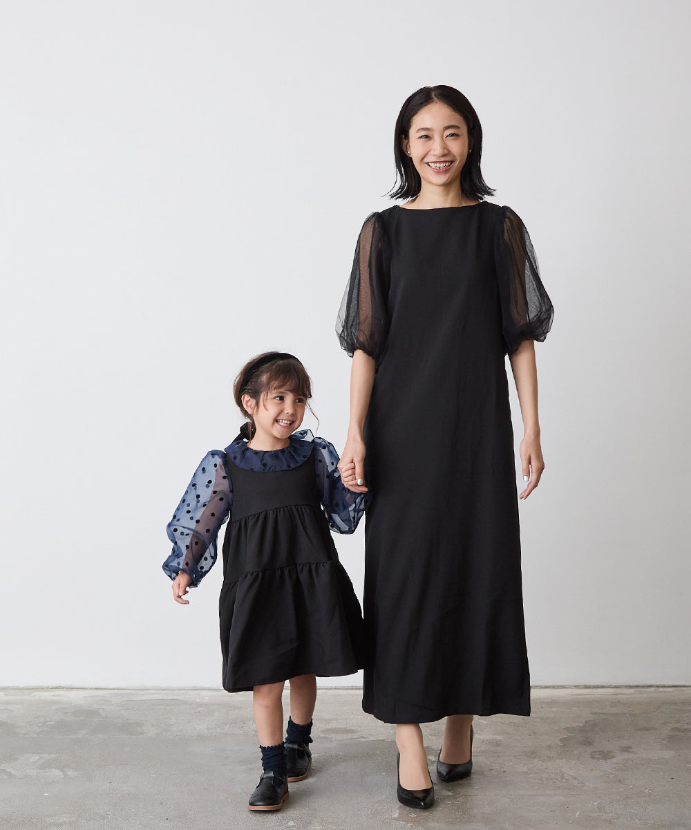 MOM：チュールバルーンスリーブワンピース