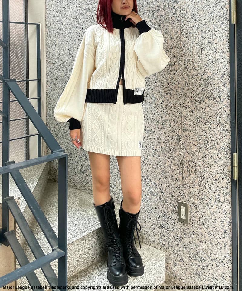 MLB】ワッペン付ハイネックケーブルニットセットアップ｜BACK TO THE