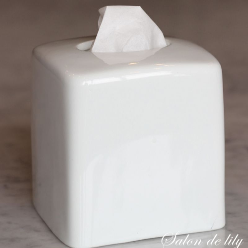 白磁】スクエアティッシュボックス Ver.2｜正方形 インテリア 詰め替え