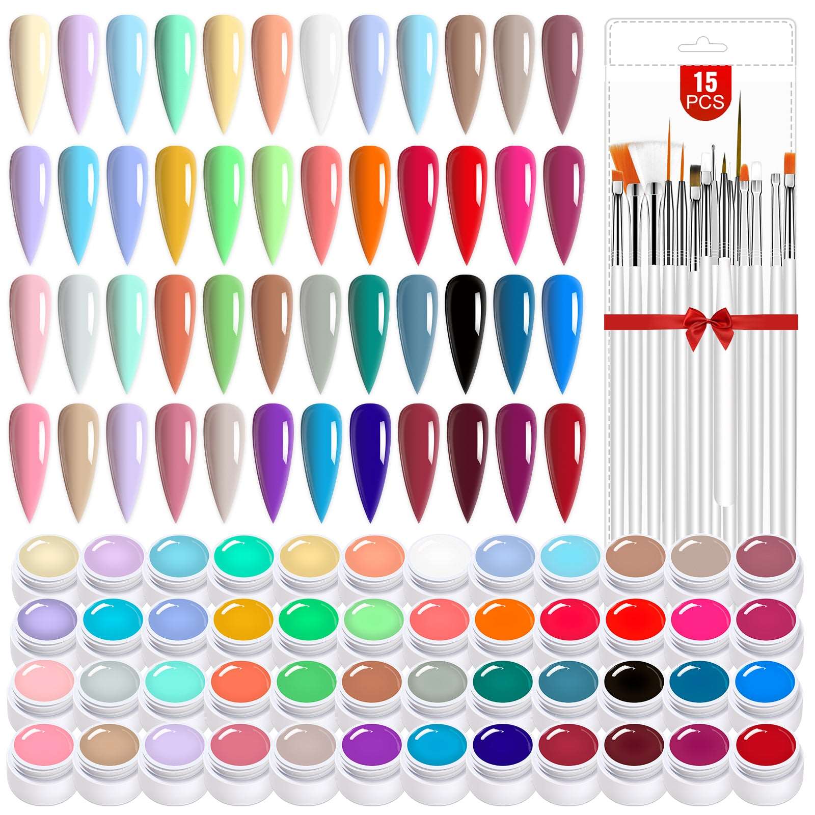 Saviland 48 Colors Nail Art Gel Paint Kit - 63Pcs Solid Gel Nail
