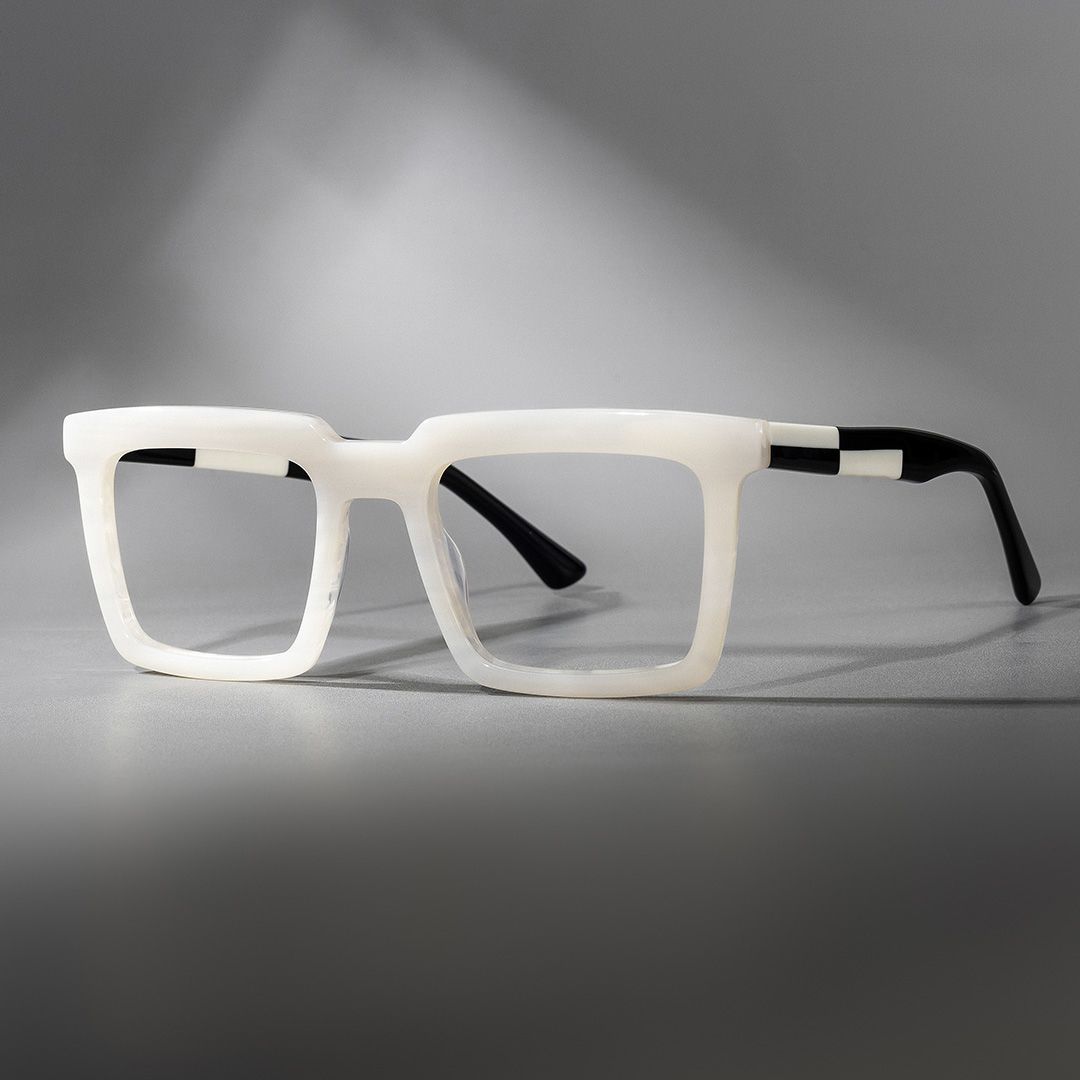 Leblanc Square White Acetate Glasses for Men | Zeelool