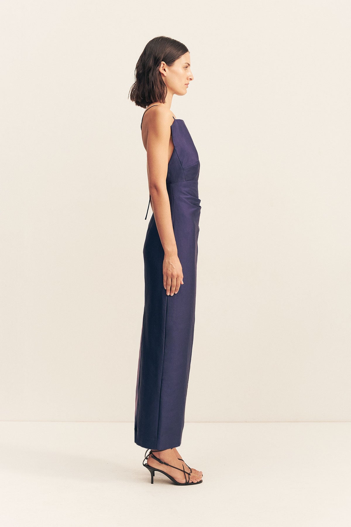Otis Draped High Neck Midi Dress | Midnight | Dresses | Shona Joy