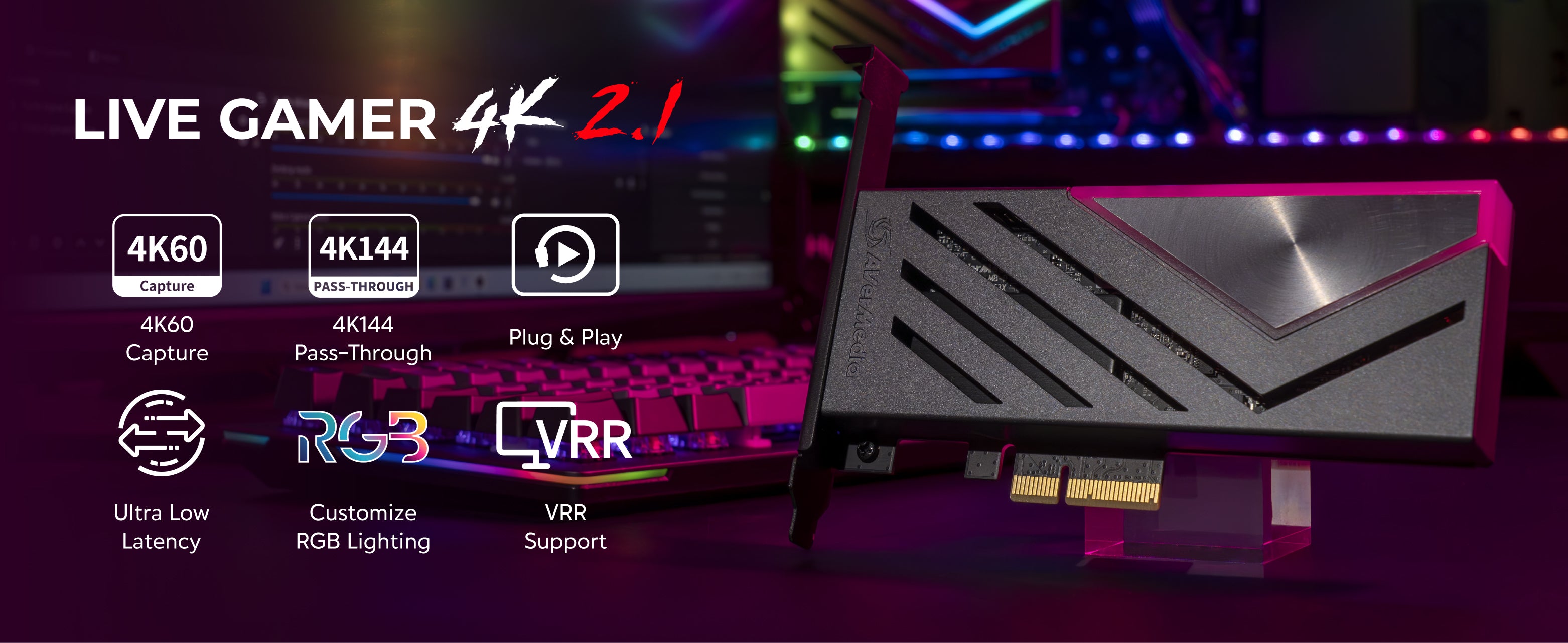 GC575 4K144hz HDR VRR Support PCIe Capture Card for Gaming