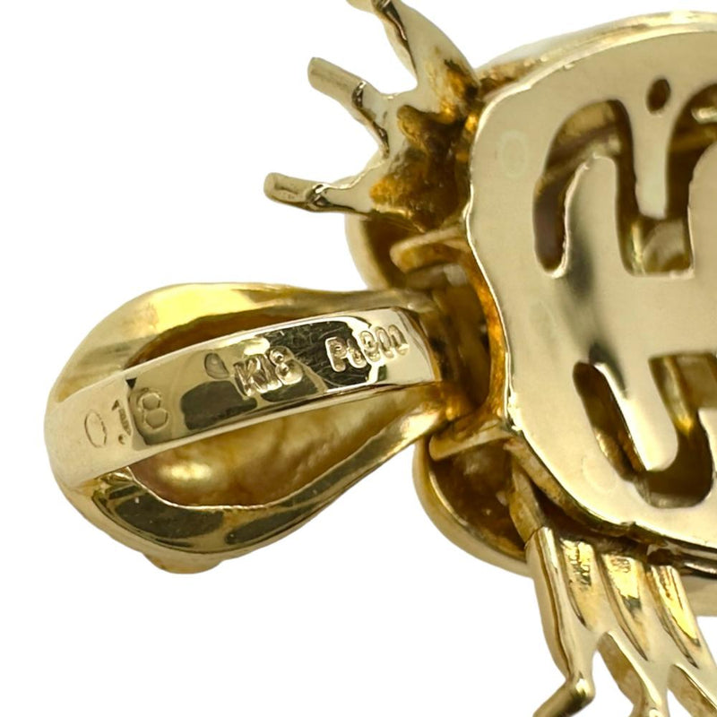 亀/カメ 観音様 縁起物 開閉式 ダイヤモンド 計0.18ct ペンダント