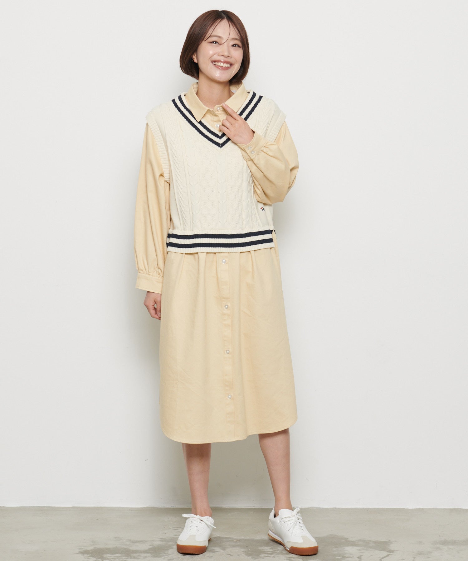 ニットベスト ドッキングワンピース（ワンピース/レディース