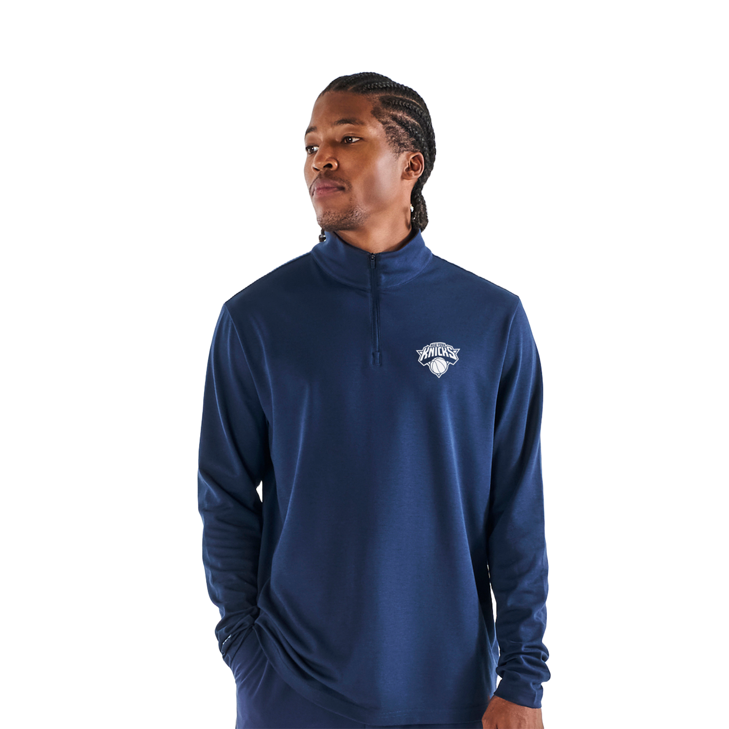 Malbon x Knicks Navy Evergreen Performance Quarter Zip Pullover