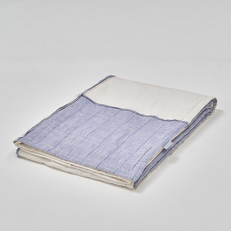 季ノ布 麻肌掛けふとん(（シングルロング）150×210cm ブルー