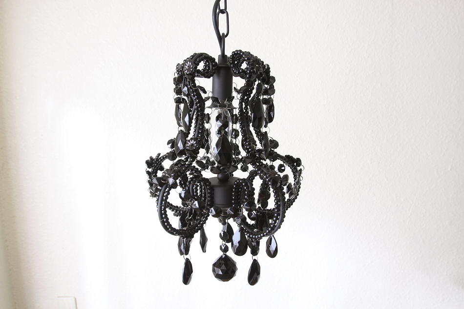 ブラッククリスタル ビーズ&ドロップ ケージスタイル ミニシャンデリア