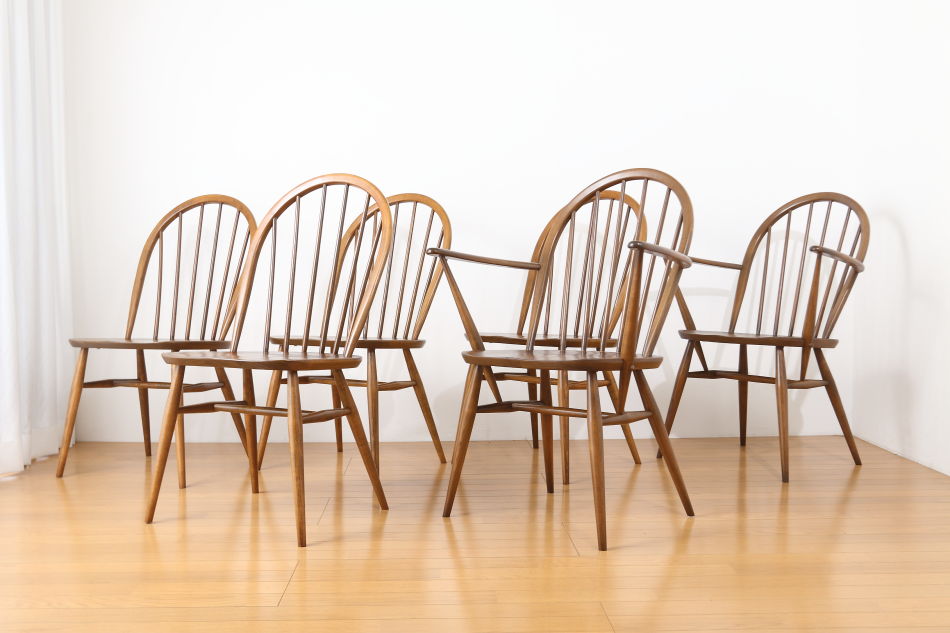 アーコールERCOL 877A&877 ウィンザーチェア 6脚セット｜アンティーク