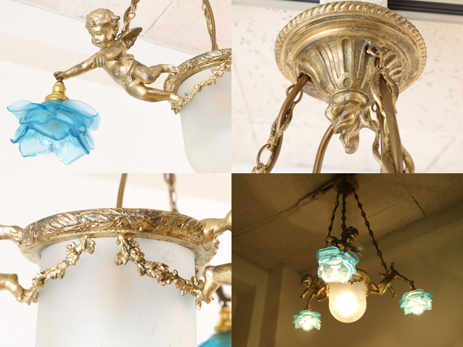 フランス アンティーク 天使 エンジェル シャンデリア ペンダント