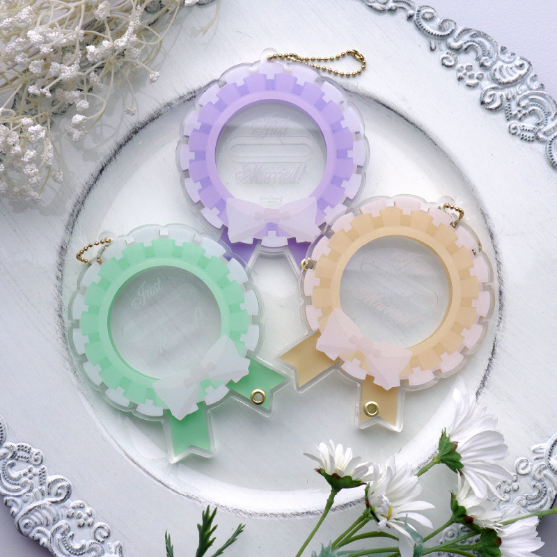 缶バッジアクリルフレーム ウェディングロゼット ブルー| FUKUYA