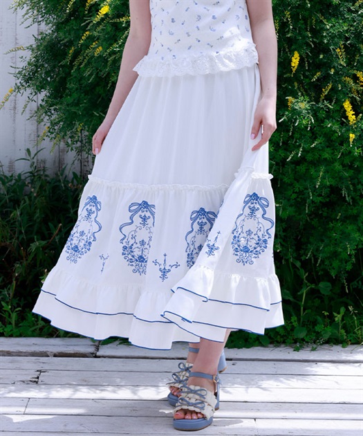 リボン×ブーケ刺繍スカート | axes femme online shop