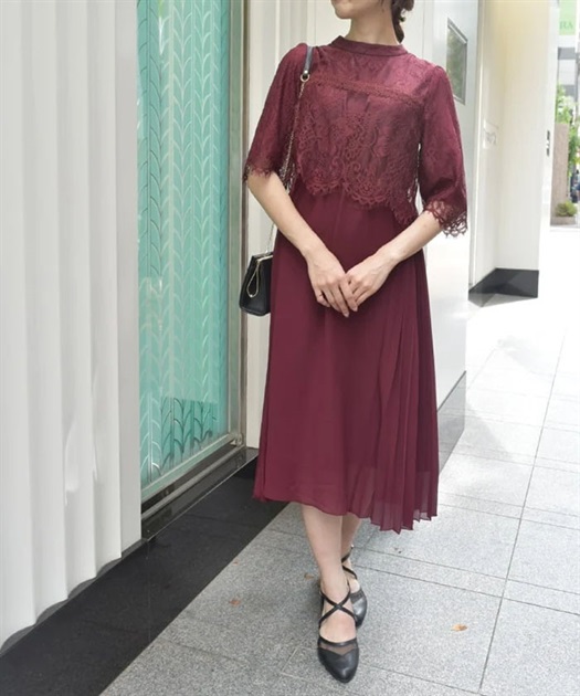 レース×プリーツドレス | 大人衣料 | axes femme online shop