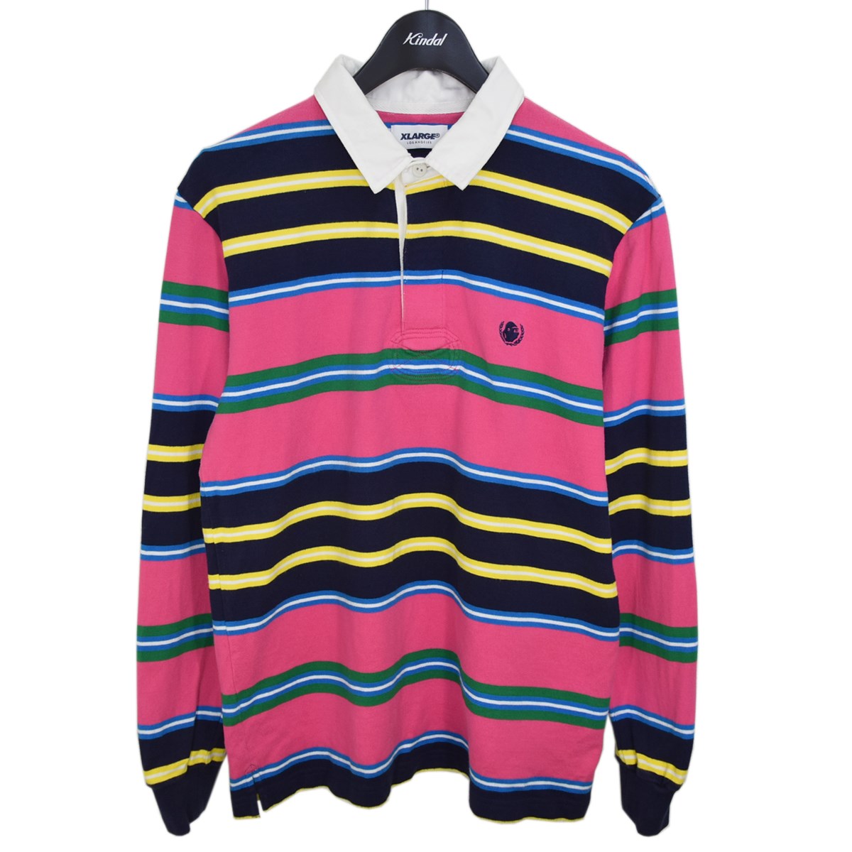 X-LARGE(エクストララージ) ラガーシャツ ピンク×ネイビー サイズ S