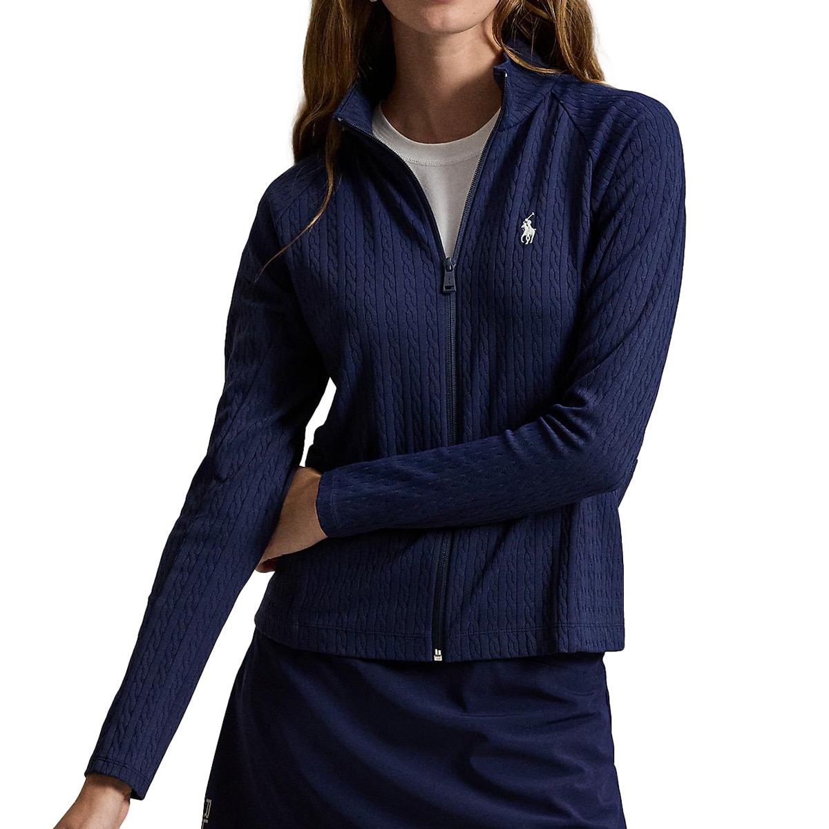 RLX ストレッチ ケーブル ジャカード フルジップセーター レディス