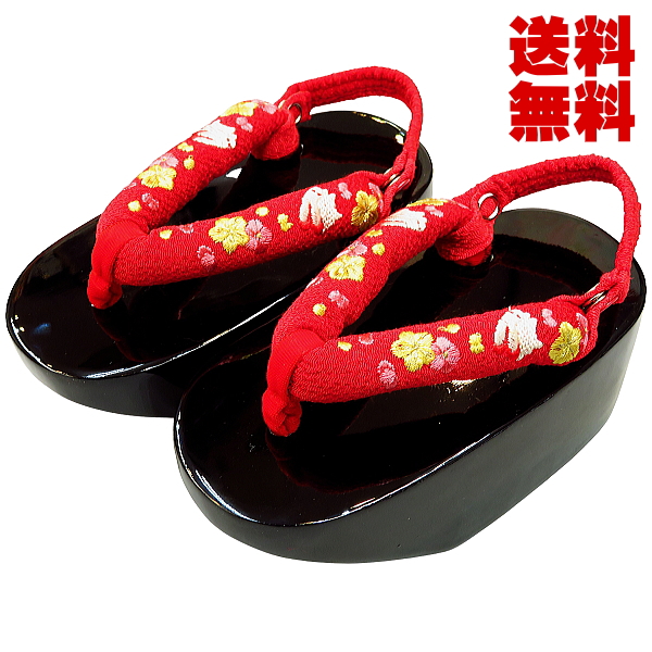 送料無料】こっぽり下駄（ぽっくり下駄）黒塗【小・3歳用・16.5cm