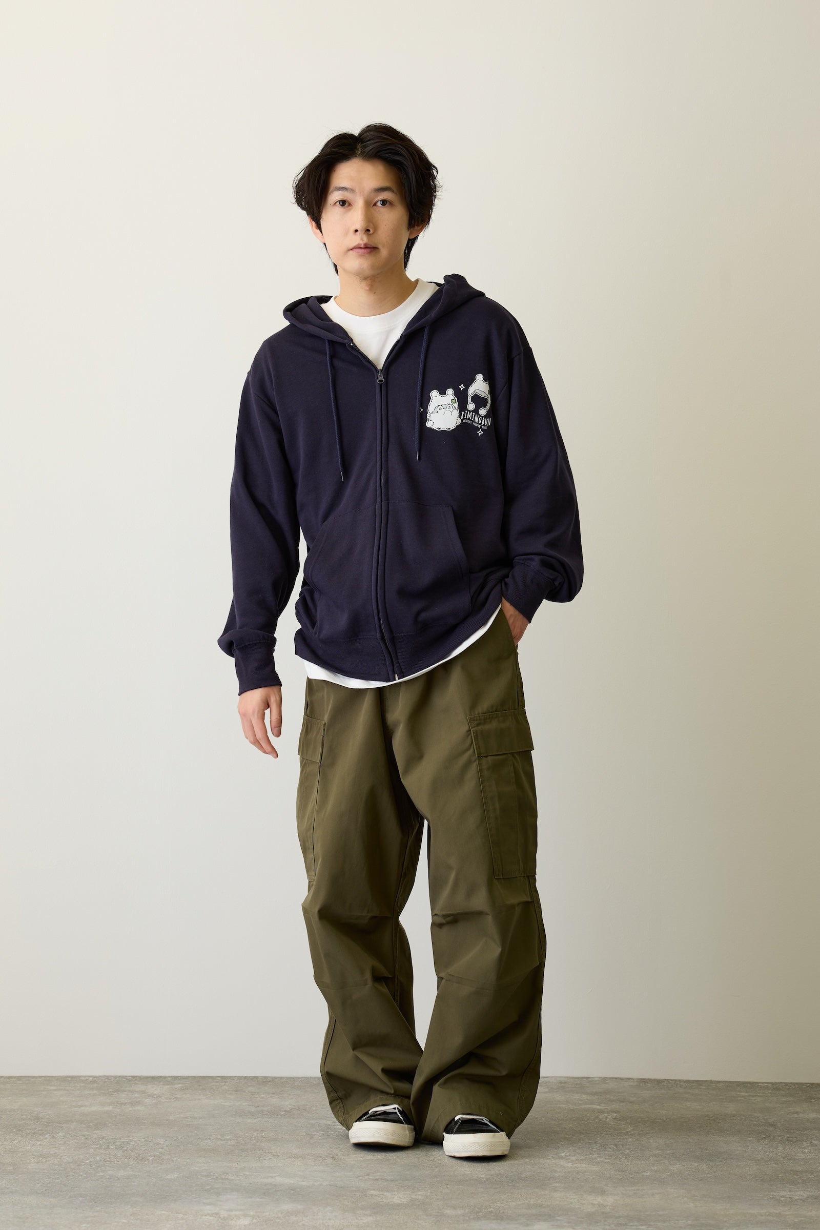 コウペンちゃん ZIPパーカー わた雪ぽんぽん ネイビー