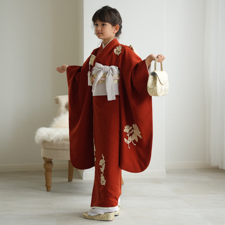 レンタル】七五三着物 7歳女の子 和風館 ダマスクにコード刺繍