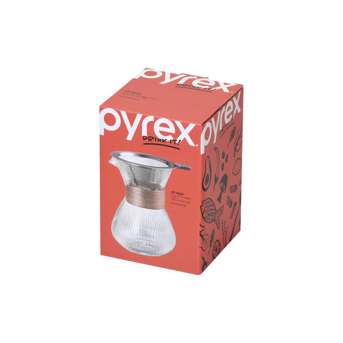 PYREX コーヒーサーバー400mlブラウン ステンレスフィルター付き