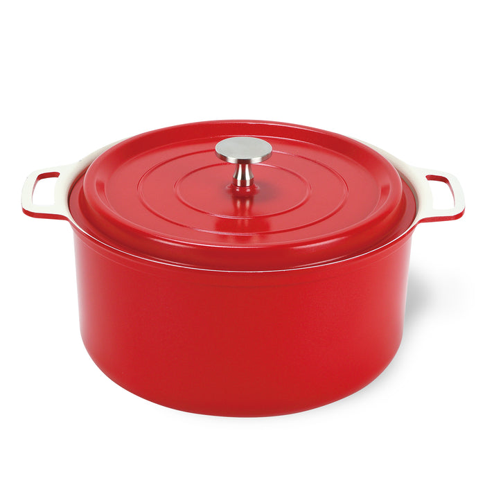 無水調理ができるセラミック加工IH対応両手鍋22cm(レッド) — PEARL