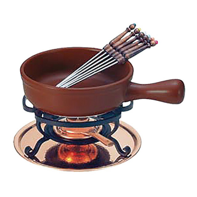楽天市場】フォンデュ鍋 チーズパン 茶 20cm チーズフォンデュセット