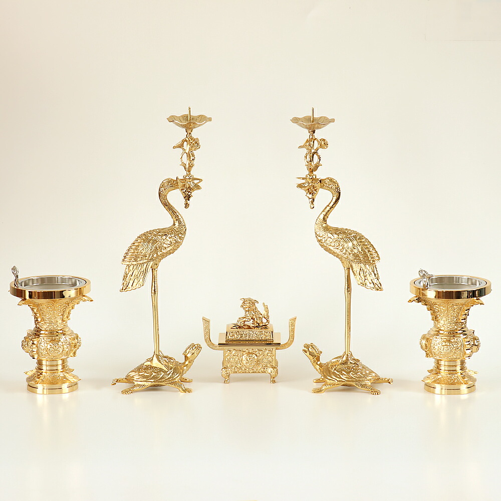 楽天市場】仏具 セット 【五具足】 瑞雲 本山彫 金メッキ 4.5寸/仏具