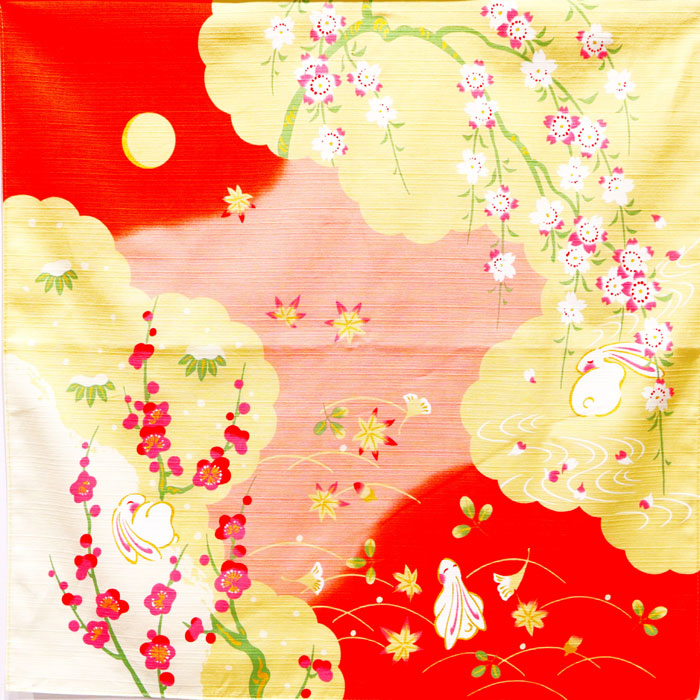 楽天市場】型染めタペストリー 円相にうさぎの口上 麻100％ 日本製