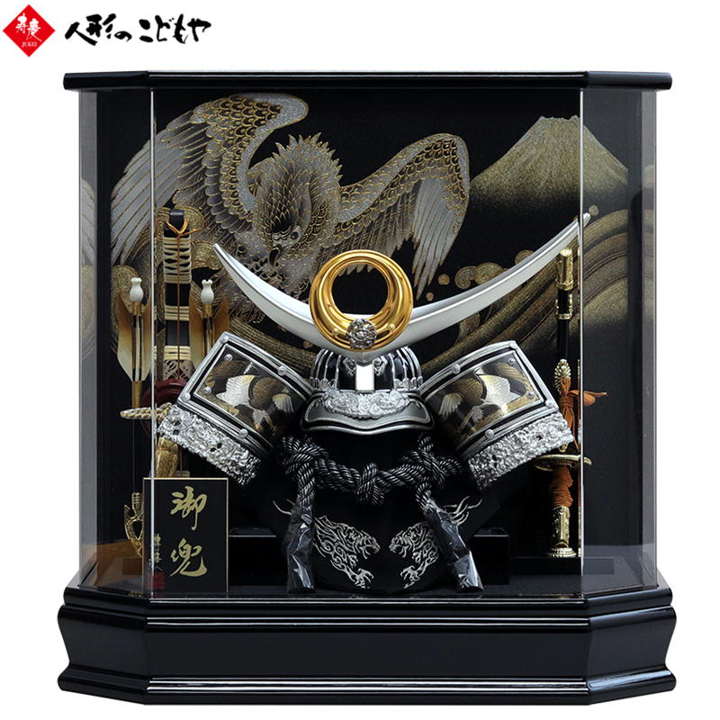 楽天市場】五月人形 寿慶 着用兜ケース飾り 上杉謙信 横幅55.5cm